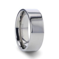 HARDY Polished Finish Flat Style Men’s Titanium Wedding Ring - 6mm & 8mm - Larson Jewelers