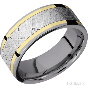 Tantalum with Polish Finish and 14K Yellow Gold Inlay - 8MM - Larson Jewelers