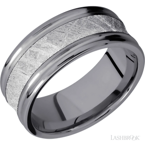 Tantalum with Satin , Polish Finish and Meteorite Inlay - 9MM - Larson Jewelers