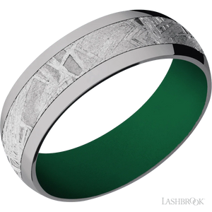 Tantalum with Polish Finish and Meteorite Inlay and Green - 7MM - Larson Jewelers