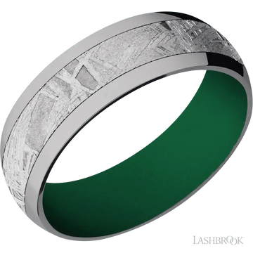 Tantalum with Polish Finish and Meteorite Inlay and Green - 7MM - Larson Jewelers
