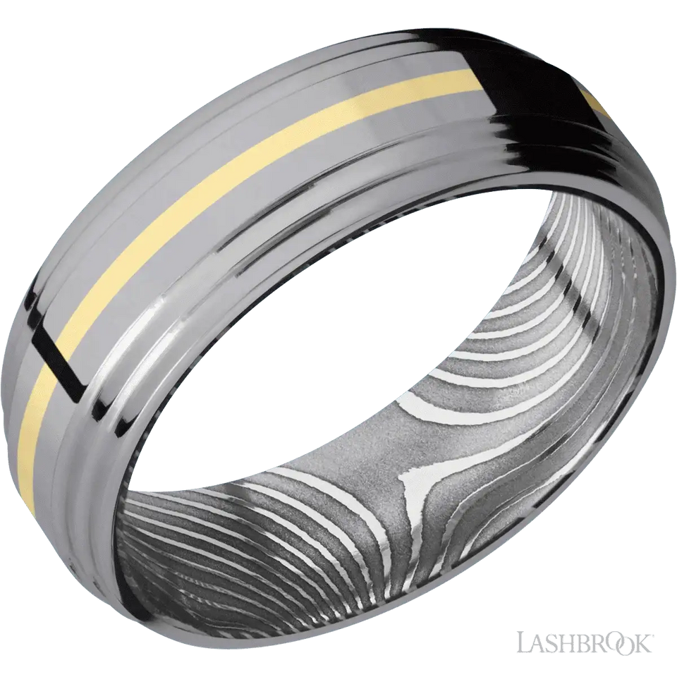 Tantalum with Polish , Polish Finish and 14K Yellow Gold Inlay and Flattwist - 7MM - Larson Jewelers