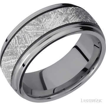 Tantalum with Satin , Polish Finish and Meteorite Inlay - 9 MM - Larson Jewelers