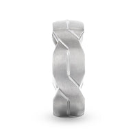 ENDURE Interlocking Infinity Symbol Flat Brushed Titanium Men's Wedding Band With Polished Grooves - 8mm - Larson Jewelers