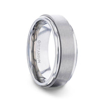 REBELLION Spinning Brushed Center Titanium Men's Wedding Band With Polished Beveled Edges - 8mm - Larson Jewelers