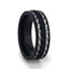 GEAR Two Toned Wavy Centered Brushed Black Titanium Men's Wedding Band With Flat Polished Edges - 8mm - Larson Jewelers