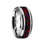 HALLEY Tungsten Carbide Black Opal Inlay Men’s Wedding Band with Beveled Edges - 8mm - Larson Jewelers