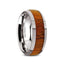 SWIETENIA Tungsten Carbide Mahogany Wood Inlay Men’s Domed Wedding Ring with Polished Finish - 8mm - Larson Jewelers