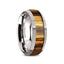 TIGRE Tungsten Carbide Polished Finish Men’s Domed Wedding Band with Zebra Wood Inlay - 8mm - Larson Jewelers