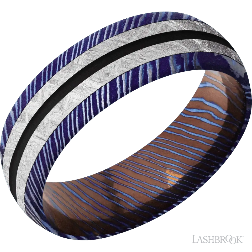 Titanium Damascus with Satinetched Finish - 7MM - Larson Jewelers
