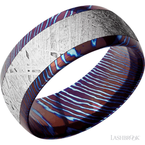 Titanium Damascus with Polish Finish and Meteorite Inlay - 9MM - Larson Jewelers