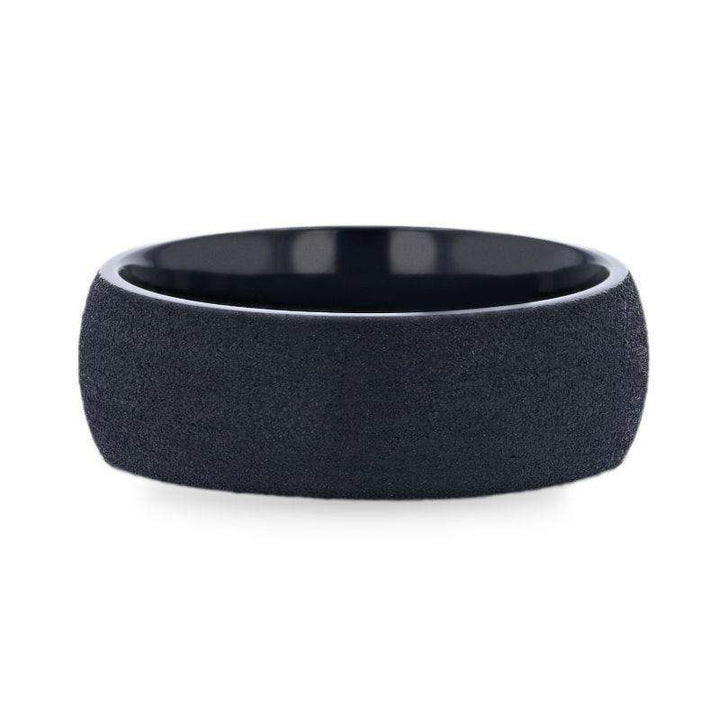 CIMMERIAN Domed Black Titanium Men's Wedding Band With Sand Blasted Finish - 8mm - Larson Jewelers