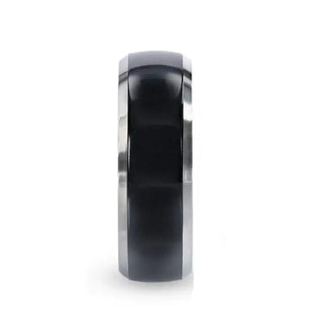 SALEEN Domed Polished Finish Black Titanium Men's Wedding Ring With Beveled Polished Edges - 8mm - Larson Jewelers
