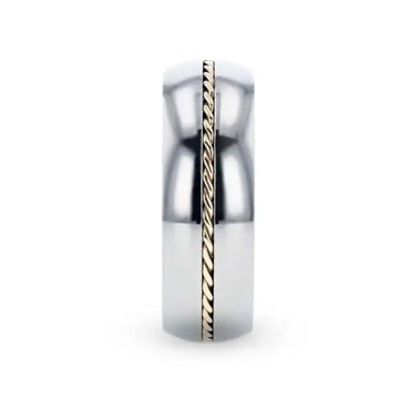CHRISTIAN Titanium Domed Polished Men 's Wedding Ring With 14k Yellow Gold Braided Inlay - 8mm - Larson Jewelers