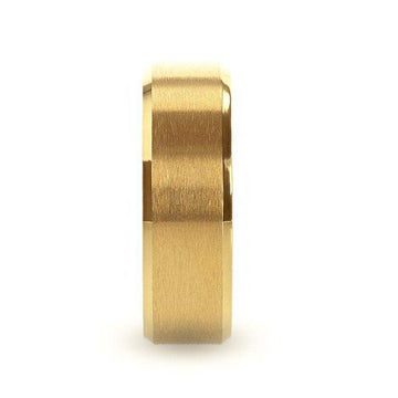 RADIATE Gold-Plated Titanium Flat Brushed Center Men's Wedding Ring With Beveled Polished Edges - 8mm - Larson Jewelers