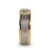 BOUNDLESS Gold-Plated Titanium Flat Brushed Center With Rotating Screw Design And Beveled Polished Edges - 8mm - Larson Jewelers