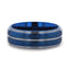 CARMEL Blue Ion Plated Tungsten Carbide Men's Ring With Faceted Center And Stepped Edges - 8mm - Larson Jewelers