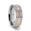 MARS Titanium Flat Brushed Finished Men's Wedding Ring With Rose Gold Plated Groove Center - 8mm - Larson Jewelers