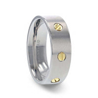 RESOLUTE Titanium Flat Brushed Finish Men's Wedding Ring With Rotating Screw Design - 8mm - Larson Jewelers