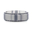 CHAMPION Flat Brushed Center Titanium Men's Wedding Band with Black Sapphire Polished Beveled Edges - 8mm - Larson Jewelers