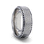 CHAMPION Flat Brushed Center Titanium Men's Wedding Band with Black Sapphire Polished Beveled Edges - 8mm - Larson Jewelers