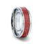 CASSIOPEIA Titanium Men 's Wedding Ring With Beveled Edges And Red Opal Inlay - 8mm - Larson Jewelers
