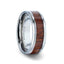 MELIA Mahogany Wood Inlaid Titanium Flat Polished Finish Men's Wedding Ring With Beveled Edges - 8mm - Larson Jewelers