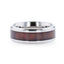 SEQUIOA Red Wood Inlaid Titanium Flat Polished Finish Men's Wedding Ring With Beveled Edges - 8mm - Larson Jewelers