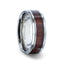 SEQUIOA Red Wood Inlaid Titanium Flat Polished Finish Men's Wedding Ring With Beveled Edges - 8mm - Larson Jewelers