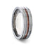 TRIPOLI Wood Inlaid Titanium Flat Polished Finish Men's Wedding Ring With White Double Deer Antler Edges - 8mm - Larson Jewelers