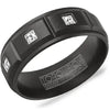 Black Titanium Wedding Band with Raised Rectangular Pattern - 8mm - Larson Jewelers