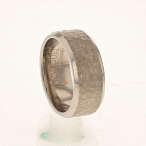 Frosted Hammered Finish Titanium with High Polished Edges - 8mm - Larson Jewelers