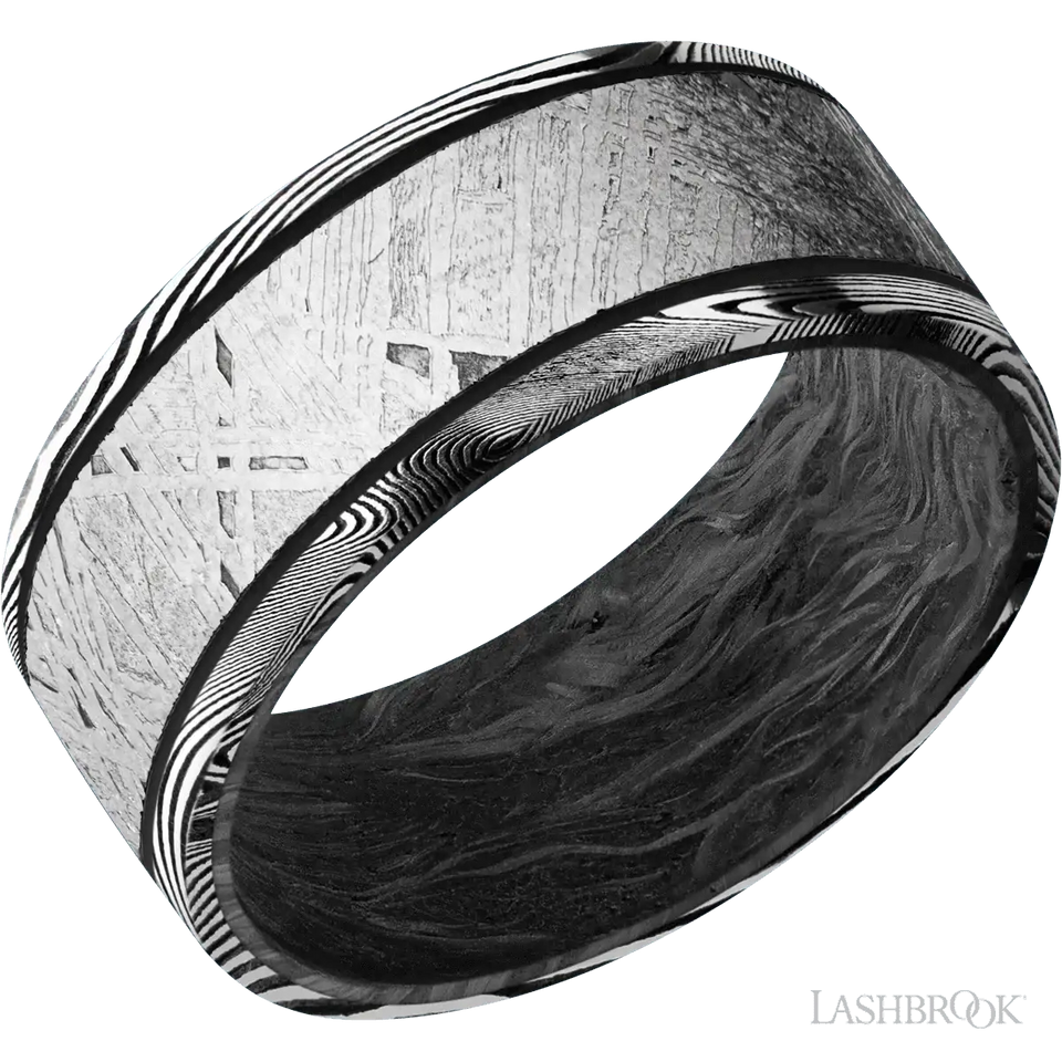 Tightweave with Acid Finish and Meteorite Inlay and Forged Carbon Fiber - 9MM - Larson Jewelers