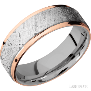 14K Rose Gold with Polish Finish and Meteorite Inlay and Titanium - 7MM - Larson Jewelers