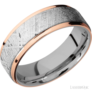 14K Rose Gold with Polish Finish and Meteorite Inlay and Titanium - 7MM - Larson Jewelers