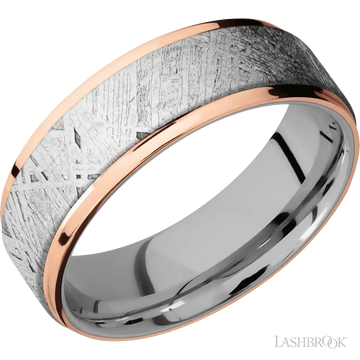 14K Rose Gold with Polish Finish and Meteorite Inlay and Titanium - 7MM - Larson Jewelers