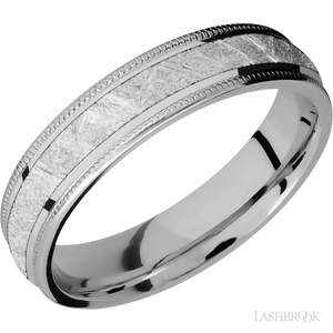Titanium with Polish Finish and Meteorite Inlay - 5MM - Larson Jewelers