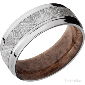 Titanium with Polish Finish and Meteorite Inlay and Pyinmaburl - 8MM - Larson Jewelers