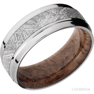 Titanium with Polish Finish and Meteorite Inlay and Pyinmaburl - 8MM - Larson Jewelers