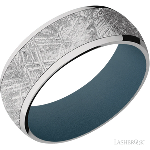 Titanium with Polish Finish and Meteorite Inlay and Stone Blue - 8MM - Larson Jewelers
