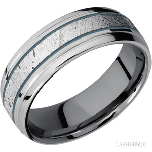 Titanium with Polish , Polish Finish and Meteorite Inlay and Tantalum - 7MM - Larson Jewelers