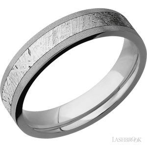 Titanium with Sand Finish and Meteorite Inlay - 5MM - Larson Jewelers