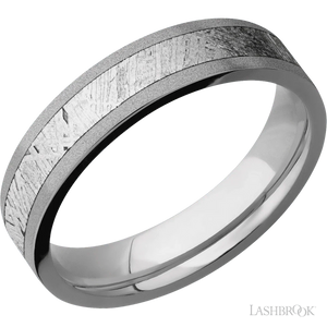 Titanium with Sand Finish and Meteorite Inlay - 5MM - Larson Jewelers
