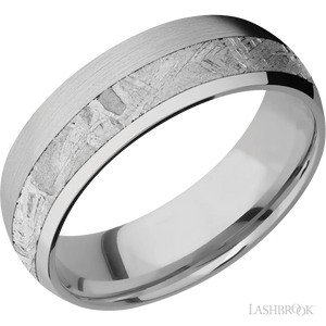 Titanium with Satin , Polish Finish and Meteorite Inlay - 7MM - Larson Jewelers