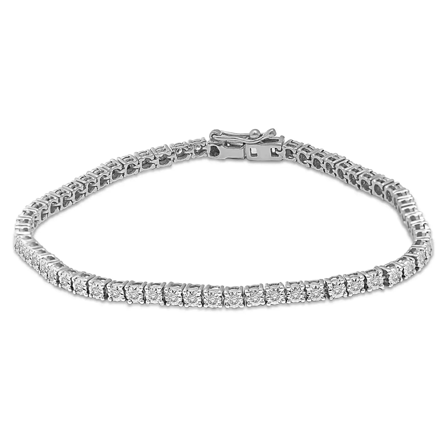14K White Gold 2 Ct.Tw.Diamond 4 Prong Illusion Tennis Bracelet - Larson Jewelers