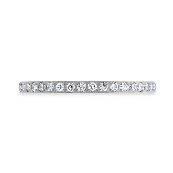 EMILIA Flat Polished Titanium Women's Eternity Wedding Ring With Lab-Created White Diamonds Setting - 2mm - Larson Jewelers