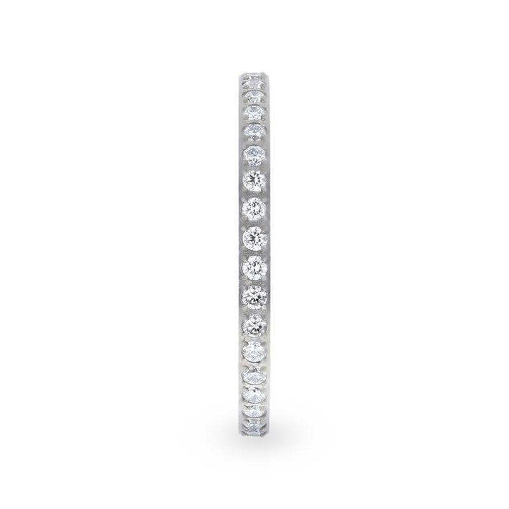 EMILIA Flat Polished Titanium Women's Eternity Wedding Ring With Lab-Created White Diamonds Setting - 2mm - Larson Jewelers