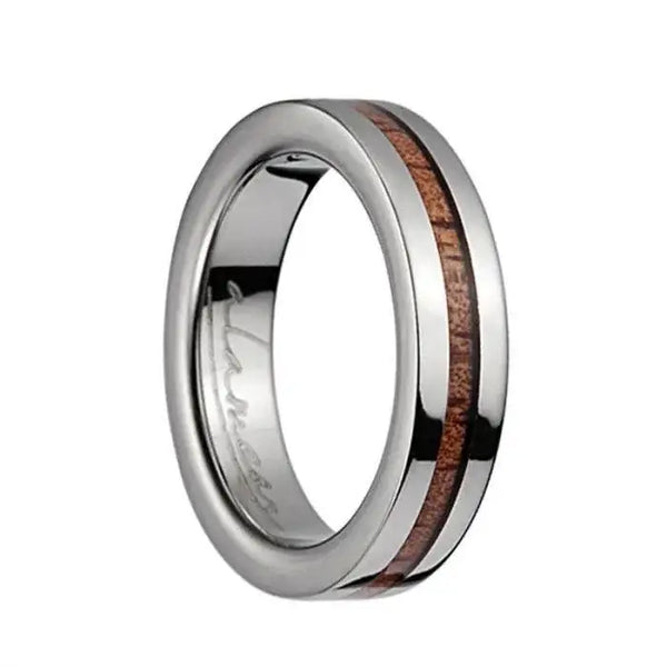 Titanium Polished Wedding Ring With Pink Ivory Inlay - 4mm - 10mm - Larson Jewelers