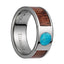 Titanium Wedding Band Pink Ivory Wood Turquoise Inlay & Polished Edges - 8mm - Larson Jewelers