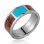 Titanium Wedding Band With Pink Ivory Wood/Turquoise Inlay & Polished Edges - 8mm - Larson Jewelers